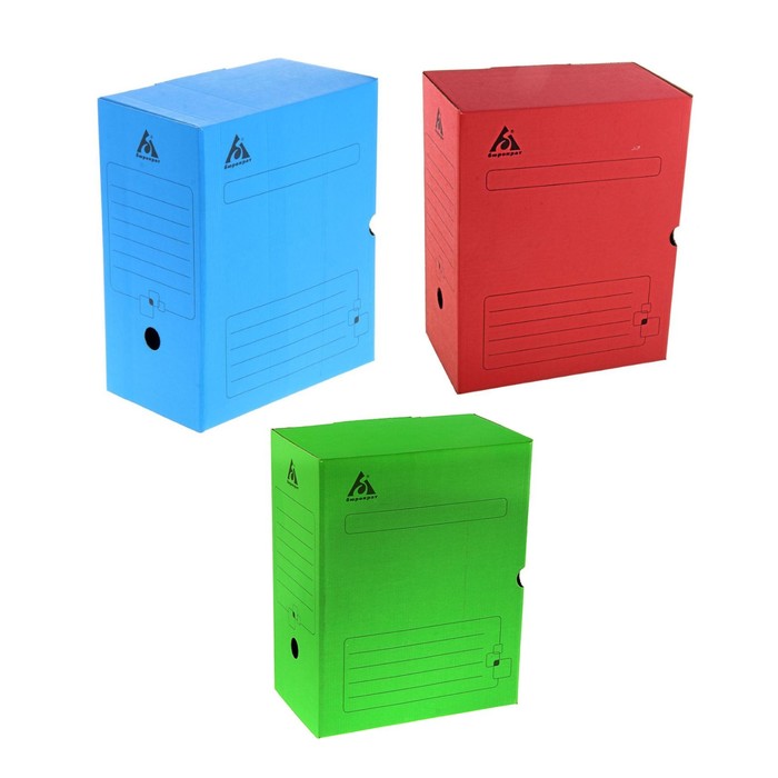 Короб архивный А4 150мм "Бюрократ" микрогофрокартон, МИКС