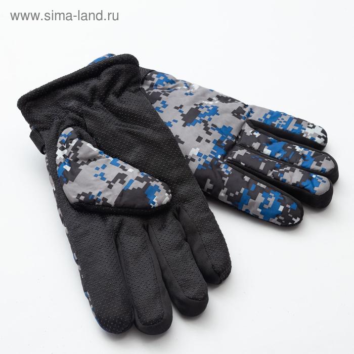 фото Перчатки зимние мужские minaku "хаки", цв.голубой, р-р 8 (25 см)