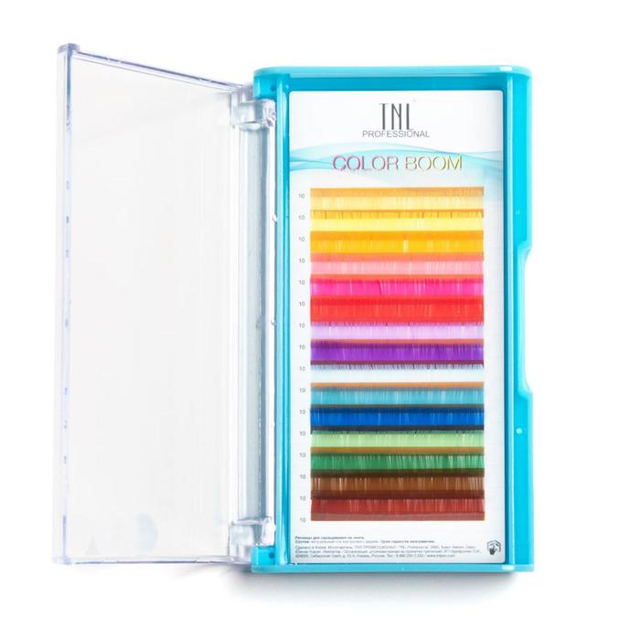 

Цветные ресницы на ленте TNL Color boom MIX 0.10, 10 мм, изгиб C, 16 линий