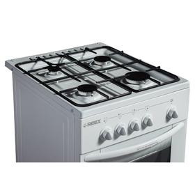 

Плита REEX CG-54 bWh, газовая, 4 конфорки, 60 л, газовая духовка, газ-контроль, белая