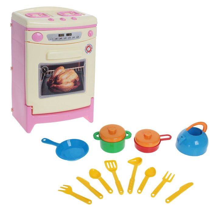 Плита с набором посуды, цвета МИКС