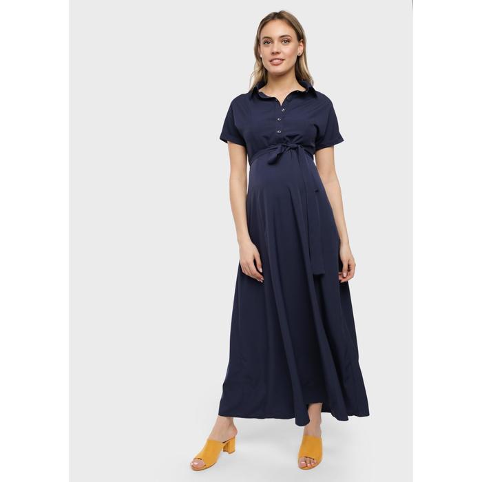 Длинное платье-рубашка для беременных и кормления «Аламанни», размер 46, цвет синий