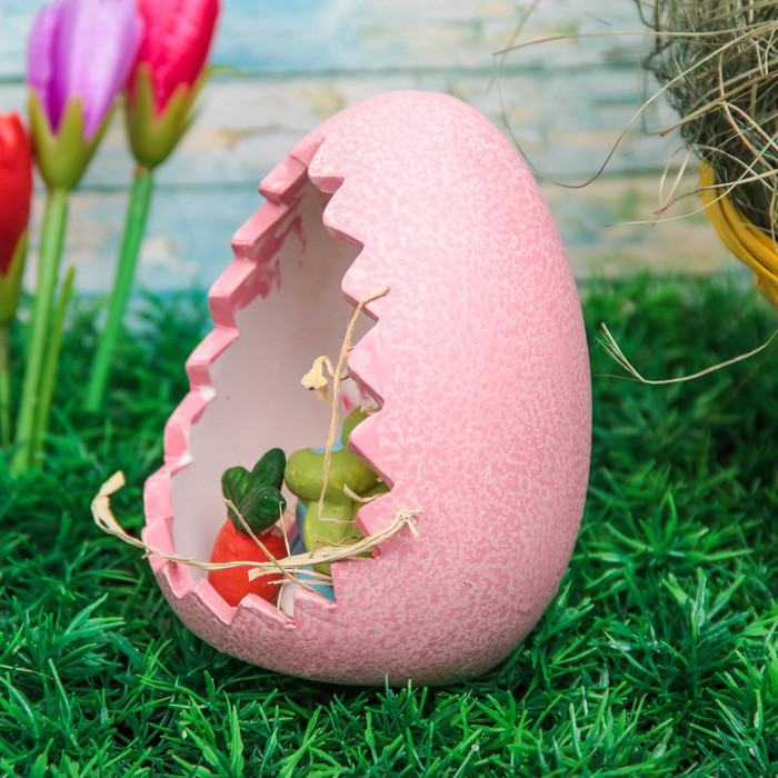 Сувенир "Кролик с цветами в яйце" МИКС