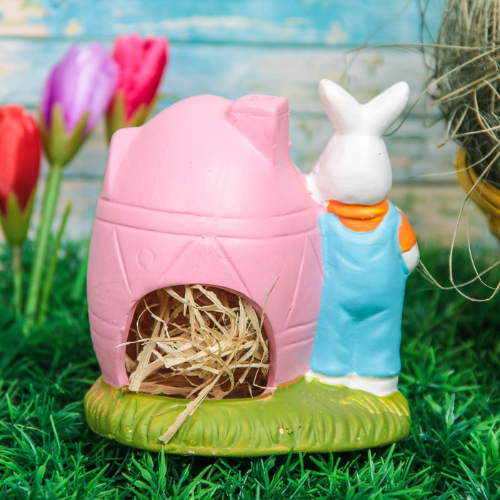 Сувенир "Подсвечник кролик у домика-яйца" МИКС