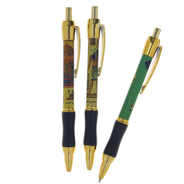 Ручка шариковая автоматическая "Египет" с резиновым держателем МИКС, стержень синий 0,7 мм