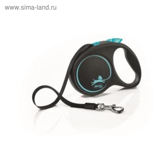 фото Рулетка flexi black design m (до 25 кг) 5 м лента, черный/синий