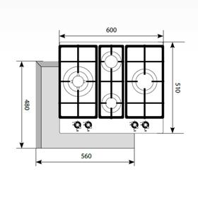 

Варочная поверхность Lex GVG 643 C WH, газовая, 4 конфорки, белая