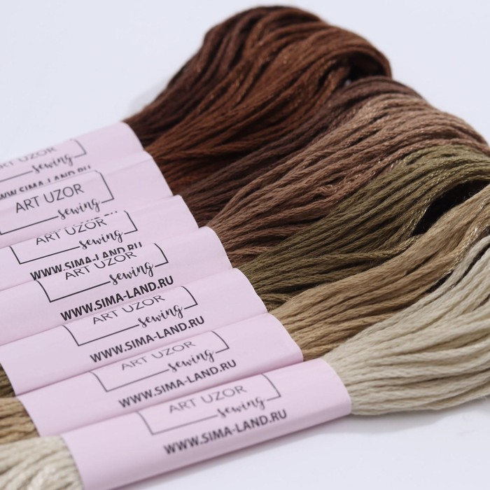 фото Набор ниток мулине, 8 ± 1 м, 7 шт, цвет коричневый спектр арт узор