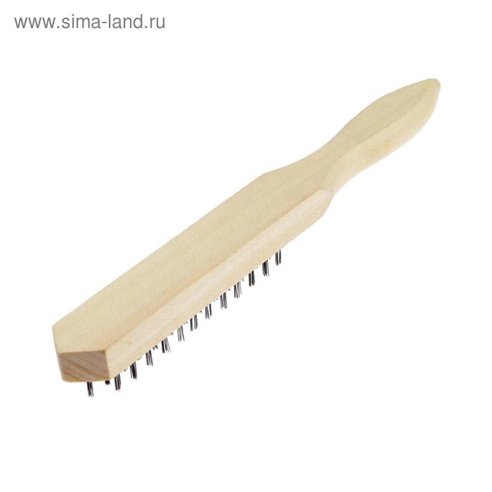 Щетка металлическая ручная ЛОМ, деревянная рукоятка, 3-рядная щетка 3 рядная sparta деревянная ручка