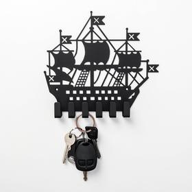 

Вешалка-ключница на 6 крючков посуда «Корабль», цвет чёрный