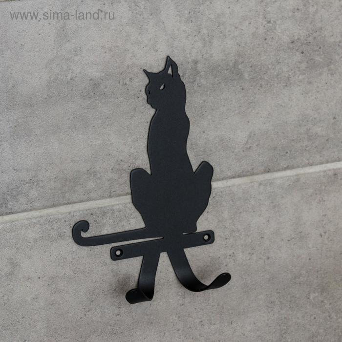 Крючок для сумок «Кошка», цвет чёрный