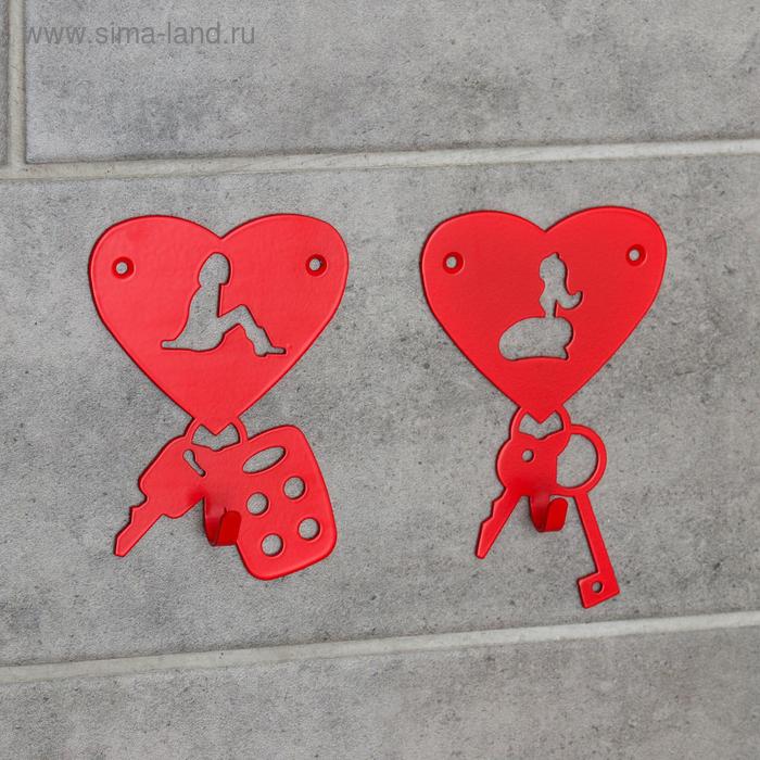 фото Набор крючков «возлюбленые», 2 шт, металл, цвет красный gala