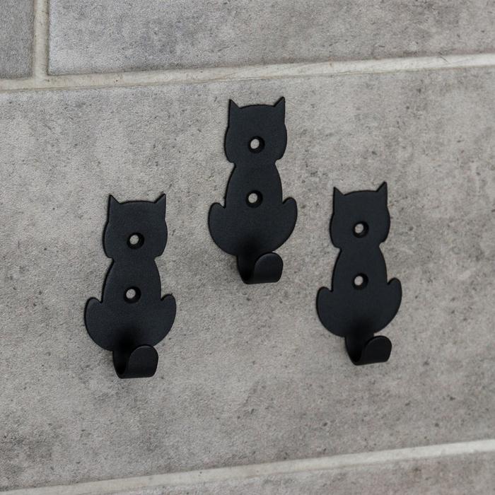 фото Набор крючков «кошки», 3 шт, металл, цвет чёрный gala