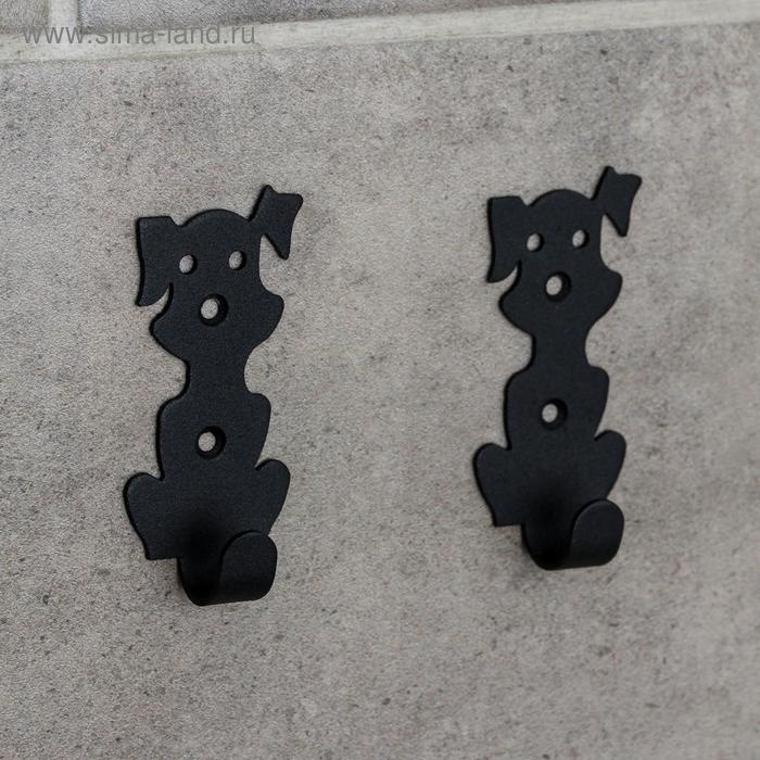 фото Набор крючков «собачки», 2 шт, металл, цвет чёрный gala