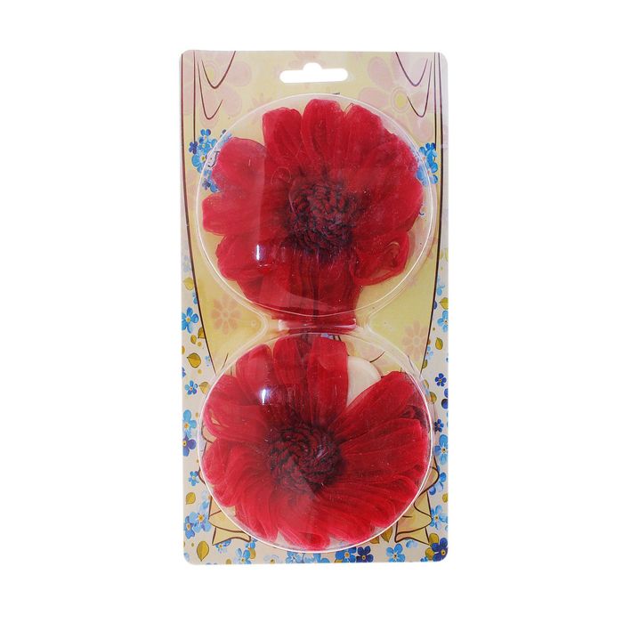 Подхват для штор на ленте "Герберы", набор 2шт, цвет бордовый