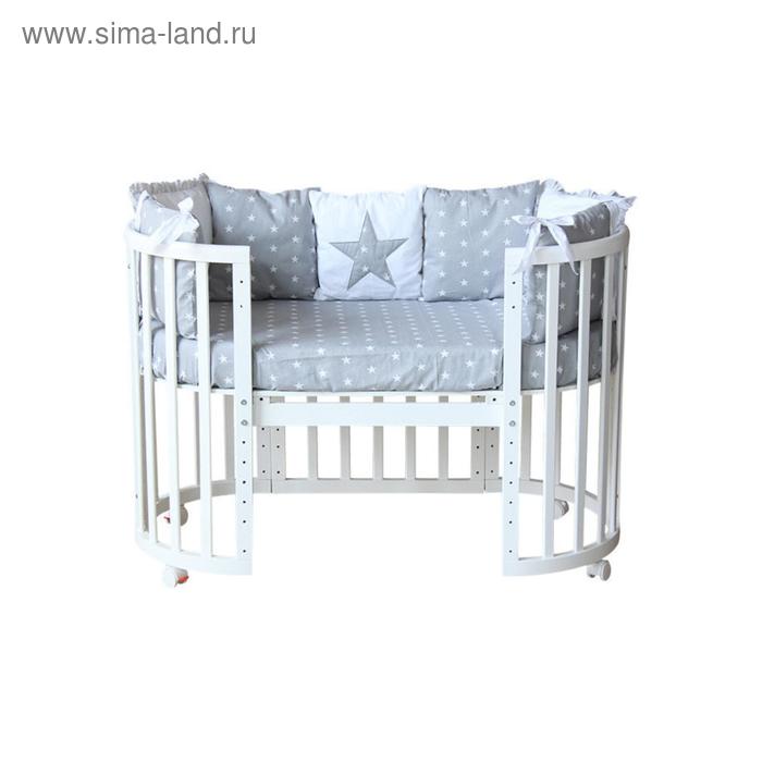 Комплект в кроватку «Звёзды», размер 60x120 см, 5 предметов, цвет серый