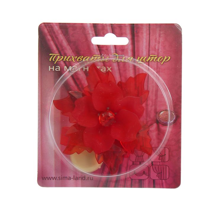 Подхват для штор на ленте "Лилия", цвет красный