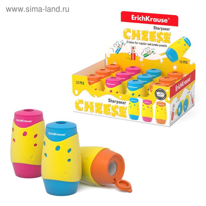 фото Точилка 2 отверстия с контейнером erichkrause cheese микс 50143