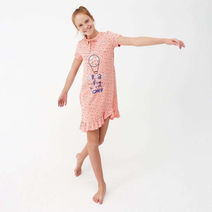 Сорочка для девочки, цвет персик, рост 134-140 см