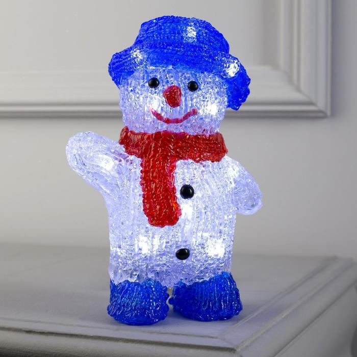 Светодиодная фигура «Приветливый снеговик» 13 × 20 × 8 см, акрил, 10 LED, батарейки ААх2 (не в комплекте), свечение белое светодиодная фигура ёлочка 7 × 21 × 7 см акрил 20 led батарейки аах2 не в комплекте свечение белое
