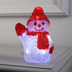 Светодиодная фигура «Приветливый снеговичок» 7 × 15 × 7 см, акрил, 8 LED, батарейки ААх2 (не в комплекте), свечение белое Ош