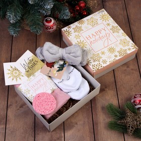 Подарочный набор новогодний 'Happy holidays' полотенце и акс Ош