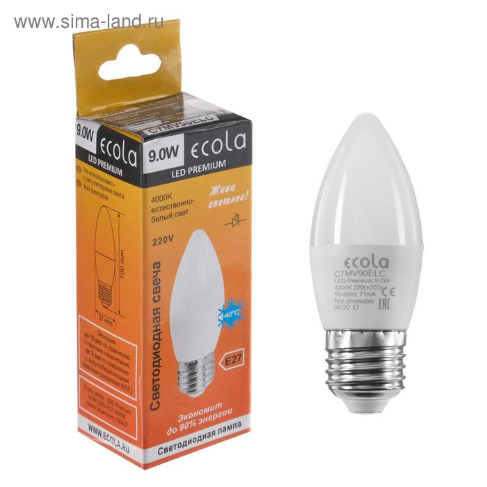 фото Лампа светодиодная ecola premium "свеча", 9 вт, е27, 4000 к, 220 в, 100х37 мм