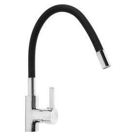 

Смеситель для кухни Mira 5098-2, однорычажный, картридж 35 мм, гибкий излив, хром/черный