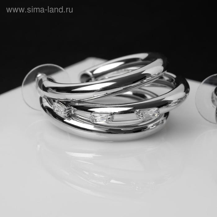 

Серьги-кольца "Тринити" стразы, цвет белый в серебре