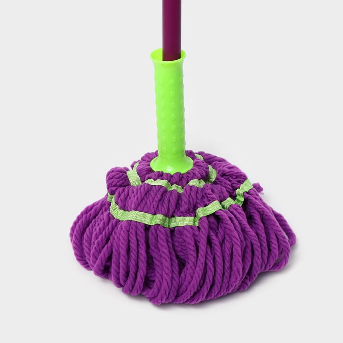 Швабра с отжимом, насадка из микрофибры 90 г, цвет МИКС