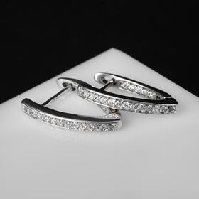 

Серьги со стразами "Галка" Берлин, цвет белый в серебре, h=2см