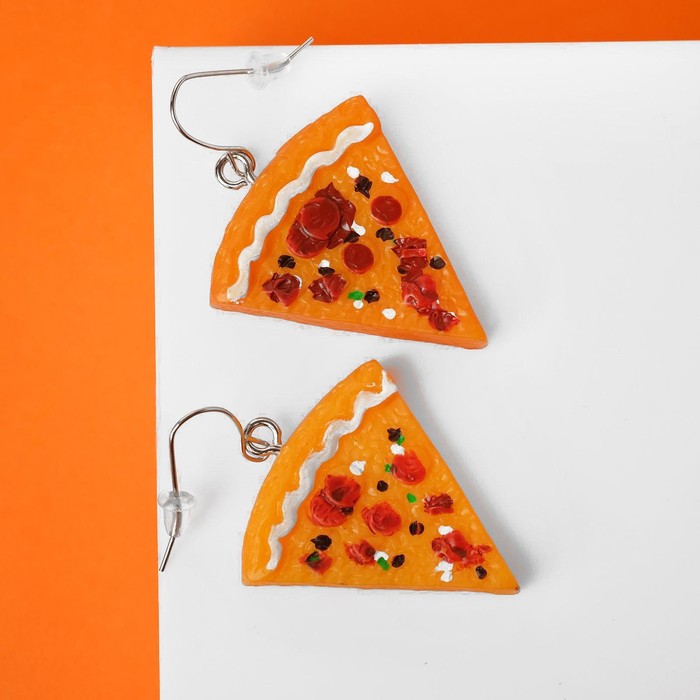 Серьги пластик «Вкусности» пицца, цвет оранжево-красный серьги пицца