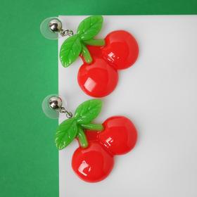 

Серьги пластик "Вкусности" вишенки, цвет красно-зелёный