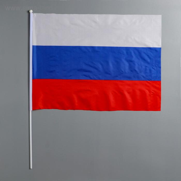 Флаг России, 40 х 60 см, шток 60 см, полиэфирный шёлк флаг россии герб 20 х 30 см шток 40 см полиэфирный шёлк