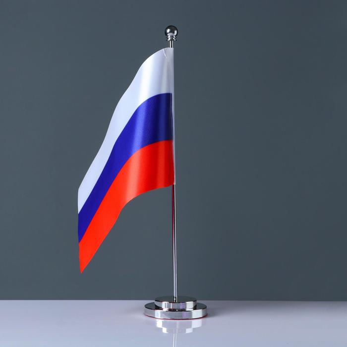 Флаг России настольный Конференция, 15 х 22 см, h штока-33 см