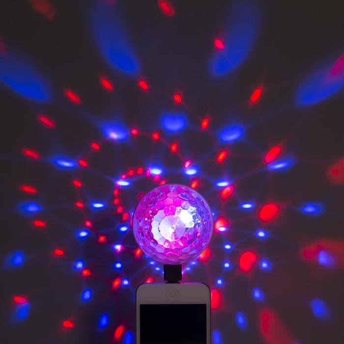 Световой прибор «Двойной диско-шар» 7 см, 4 коннектора, свечение RGB, 5 В