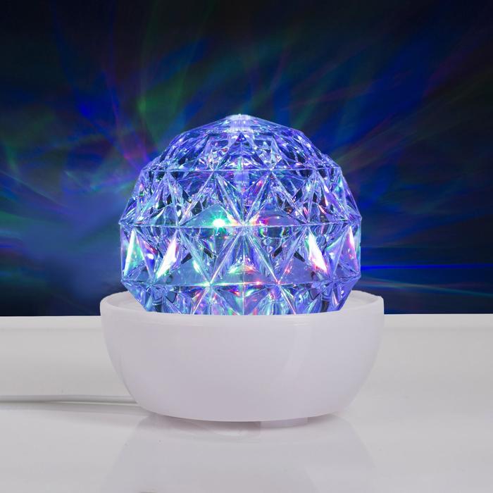Световой прибор Хрустальный шар на подставке, 12х12 см, 220V, RGB