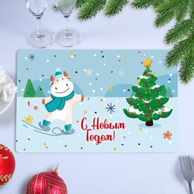 

Салфетка на стол "С Новым Годом!" бычок на коньках, 40 х 25 см