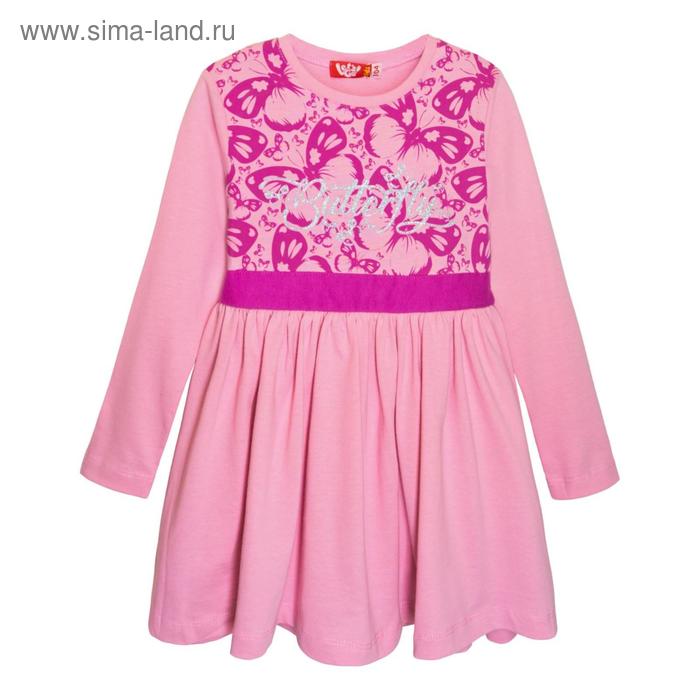 фото Платье для девочек, рост 128 см, цвет розовый let's go