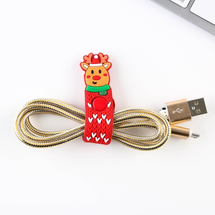 

Набор держатель для провода+кабель micro USB «Чудес в Новом году», 1А, 1м