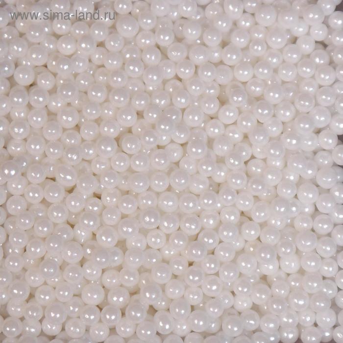 фото Кондитерская посыпка "сахарные шарики" 4 мм, белые перламутровые, 50 г caramella