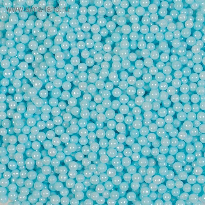 фото Кондитерская посыпка "сахарные шарики" 4 мм, голубые перламутровые, 50 г caramella