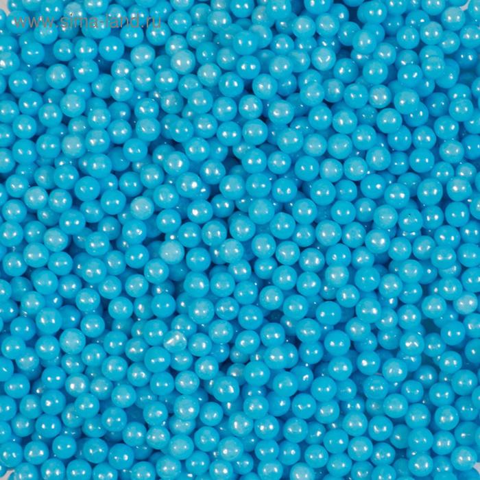 фото Кондитерская посыпка "сахарные шарики" 4 мм, синие перламутровые, 50 г caramella