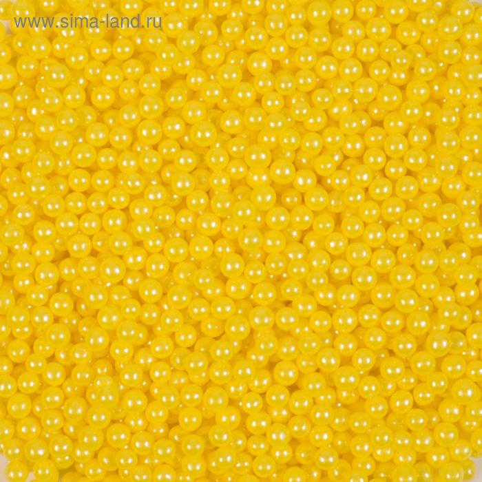 фото Кондитерская посыпка "сахарные шарики" 4 мм, желтые перламутровые, 50 г caramella