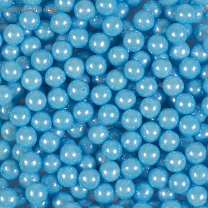 фото Кондитерская посыпка "сахарные шарики" 7 мм, голубые перламутровые, 50 г caramella