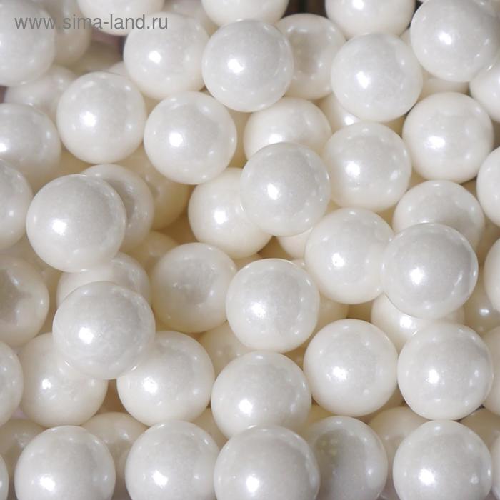 фото Кондитерская посыпка "сахарные шарики" 10 мм, белые перламутровые, 50 г caramella