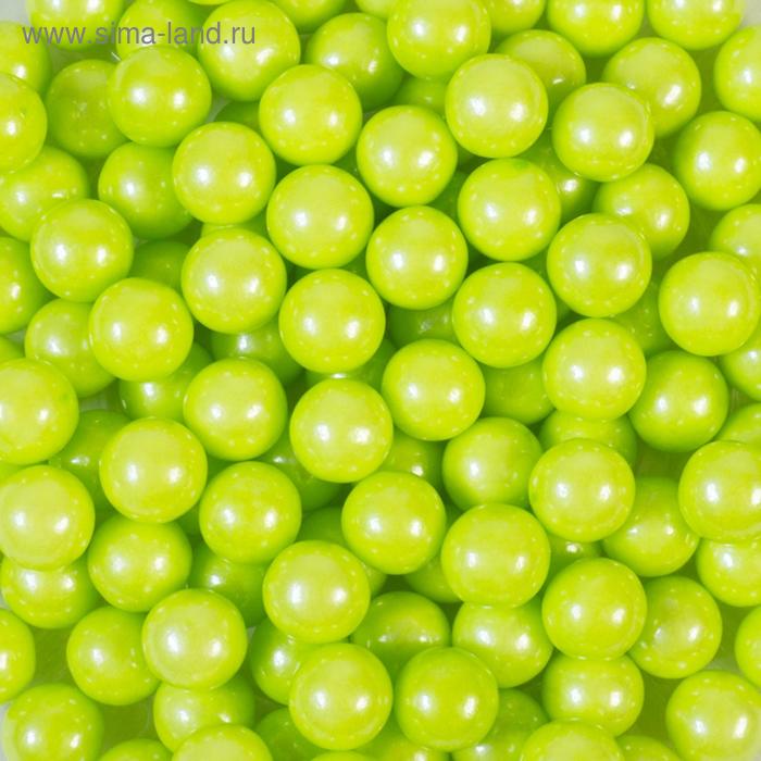 фото Кондитерская посыпка "сахарные шарики" 10 мм, зеленые перламутровые, 50 г caramella