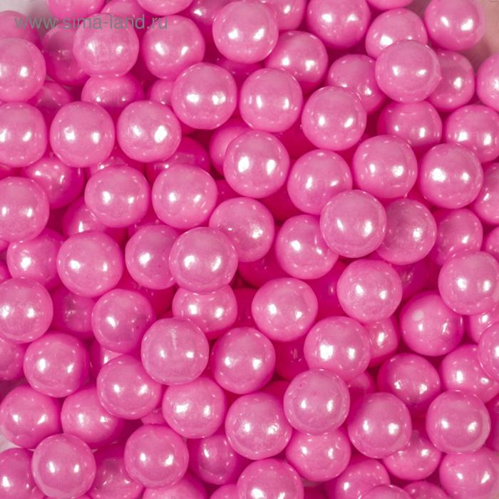 фото Кондитерская посыпка "сахарные шарики" 10 мм, розовые перламутровые, 50 г caramella