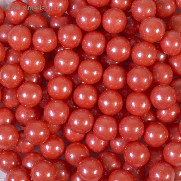 фото Кондитерская посыпка "сахарные шарики" 10 мм, красные перламутровые, 50 г caramella