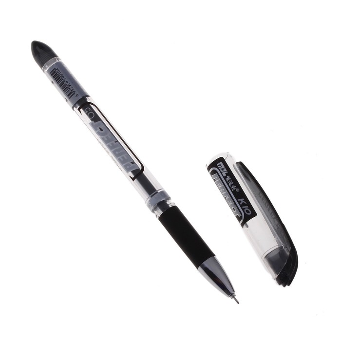 Ручка гелевая 0,5мм черная Hi с резиновым держателем, игольчатый пишущий узел